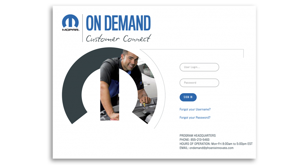 On Demand Customer Connect login page
