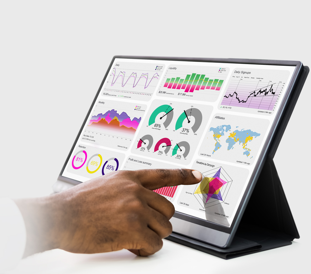 Closeup of digital analytics to represent Phoenix Innovates marketing automation and reporting capabilities, as well as its Inform247-HITRUST Certified proprietary application platform