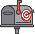 grey mailbox with target and arrow