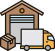 warehouse with truck parked in front